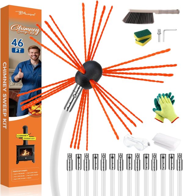 Bluesea Chimney Sweep Kit Flexible Rods Nylon Brush-0