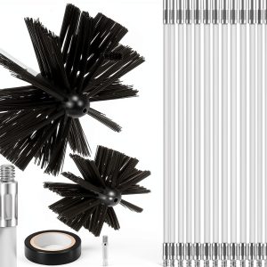 DOITOOL Chimney Brush Flexible Rods Black Acacia Handle-0