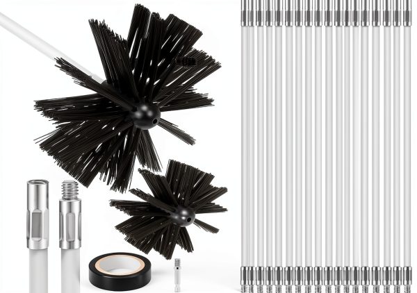 DOITOOL Chimney Brush Flexible Rods Black Acacia Handle-0