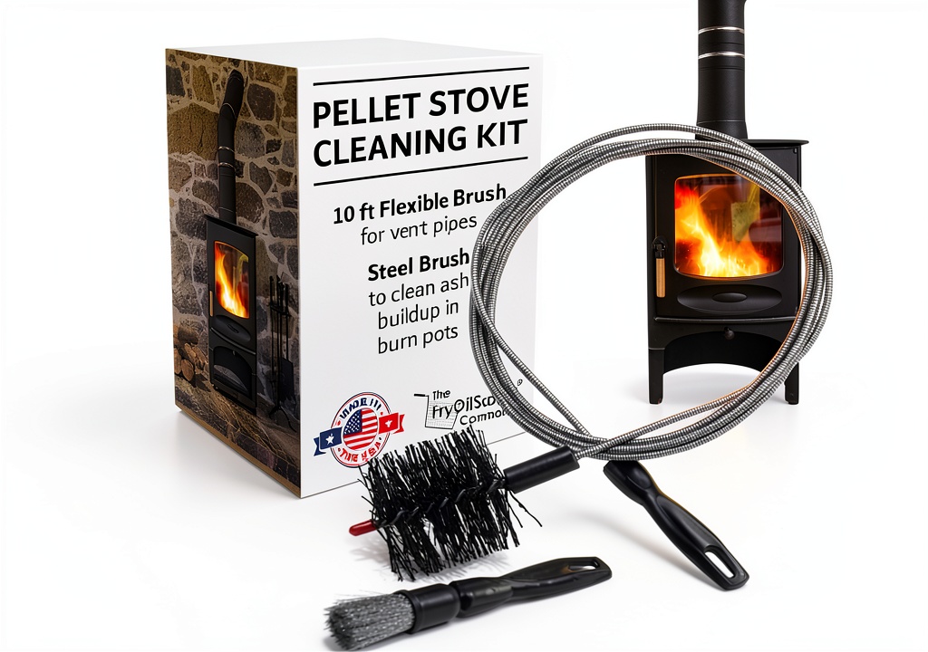 FryOilSaver Pellet Stove Chimney Cleaning Kit with flexible brush and handle