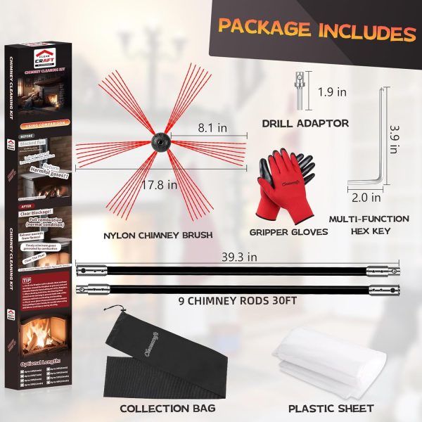 Cleancraft Chimney Brush Kit Flexible Nylon Rods Sturdy-1