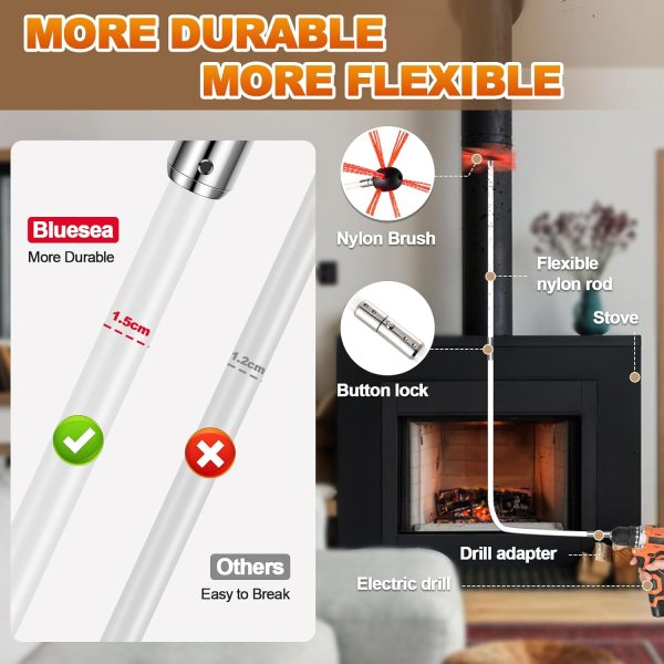 Bluesea Chimney Sweep Kit Flexible Rods Nylon Brush-1