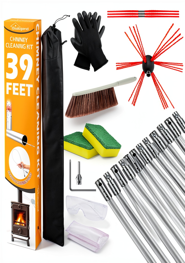 Sealegend Chimney Brush Kit with rods and accessories displayed