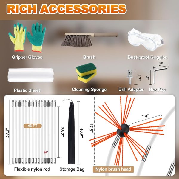 Bluesea Chimney Sweep Kit Flexible Rods Nylon Brush-4