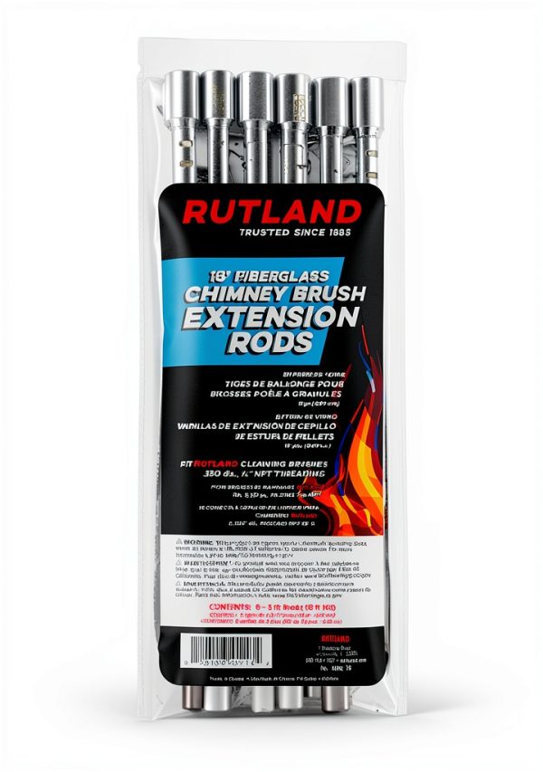 Rutland Fiberglass Chimney Brush Rod Kit Reusable 18 Feet-0