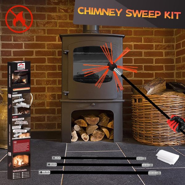 Cleancraft Chimney Brush Kit Flexible Nylon Rods Sturdy-6