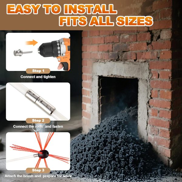 Bluesea Chimney Sweep Kit Flexible Rods Nylon Brush-3