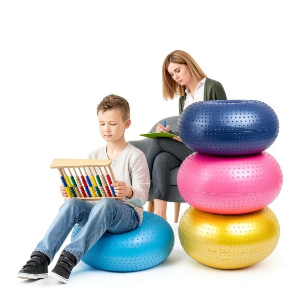 Meooeck Inflatable Yoga Ball Chair Kids PVC Donut Seat 19.69 Inch-2