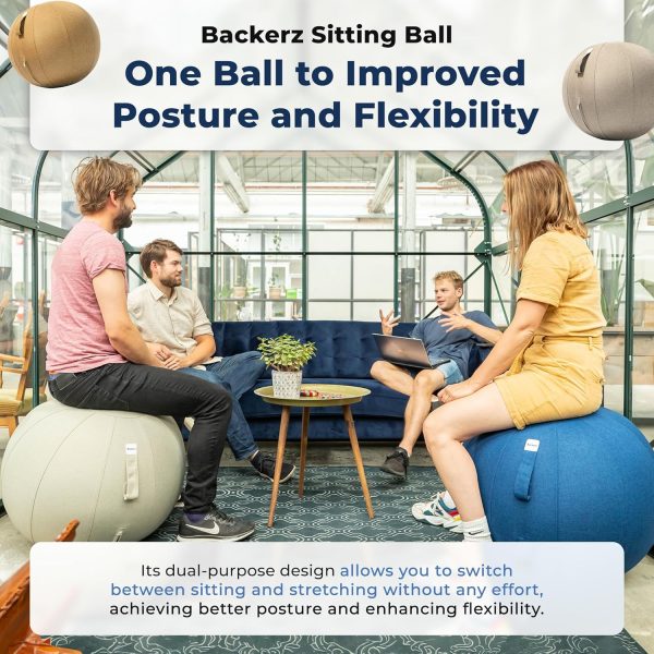 Backerz Exercise Ball Chair 25.5 Inch Linen Cover – Core Support-2