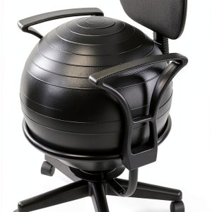 CanDo Metal Office Ball Chair with Arms Black Adult Size-0