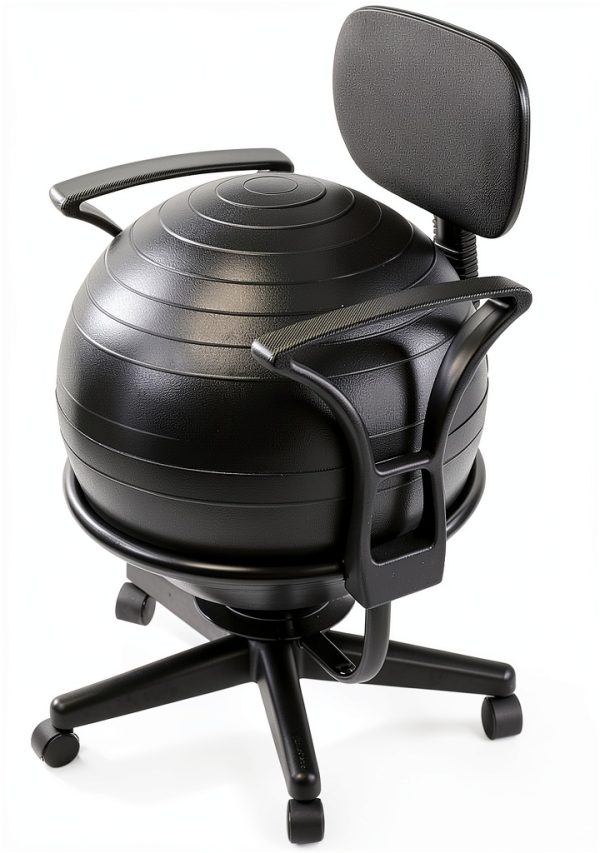 CanDo Metal Office Ball Chair with Arms Black Adult Size-0