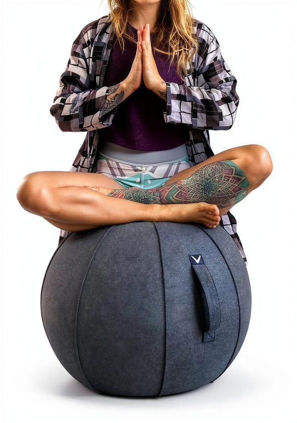 Vivora Inflatable Exercise Ball Chair Anthracite 24in Anti Burst PVC-9