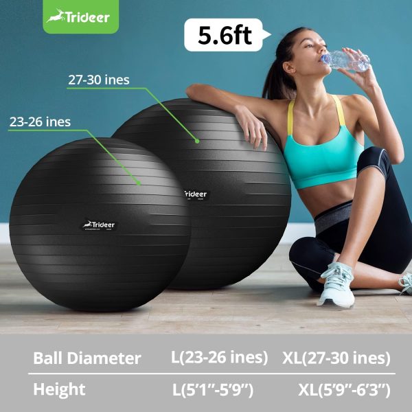 Trideer Yoga Ball Chair Exercise Ball with Ring Base Black XL-4