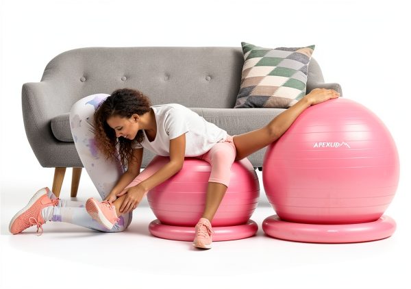 APEXUP Pink Exercise Ball Chair L 65cm High Load Stability for Kids-4