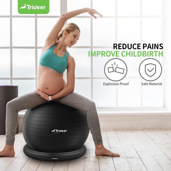 Trideer Yoga Ball Chair Exercise Ball with Ring Base Black XL-3