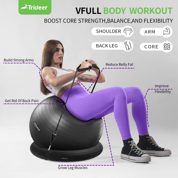Trideer Yoga Ball Chair Exercise Ball with Ring Base Black XL-2