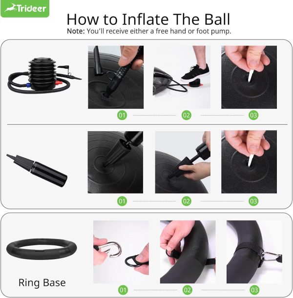 Trideer Yoga Ball Chair Exercise Ball with Ring Base Black XL-5