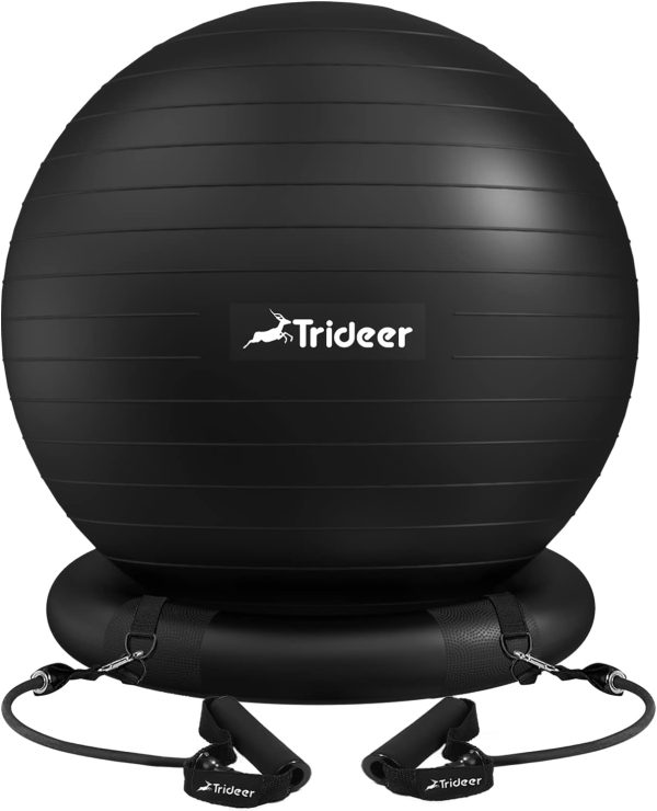 Trideer Yoga Ball Chair Exercise Ball with Ring Base Black XL-0
