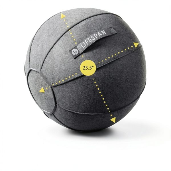 Yoga Ball Office Chair LifeSpan Fitness Charcoal Felt 25 Inch-1