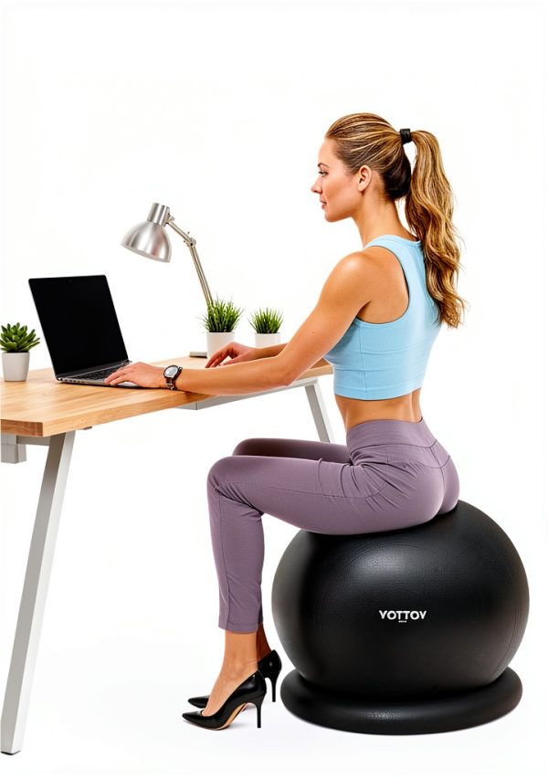 YOTTOY Yoga Ball Chair Black 23‑26in Exercise Seat Anti‑Burst-1