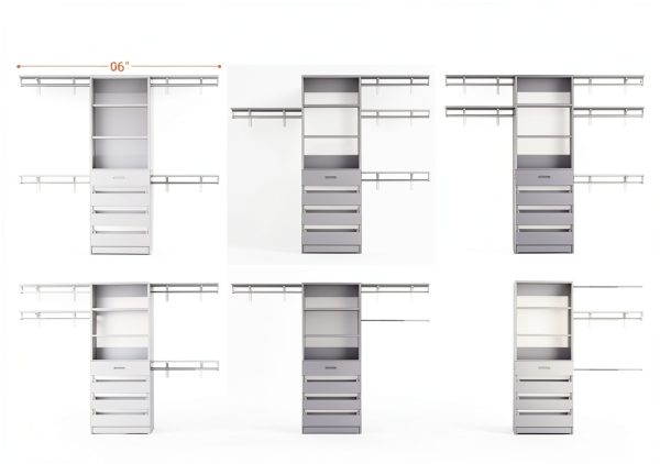 Closet System Aheaplus 8FT White Wood Organizer with 4 Drawers-3