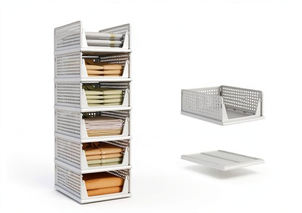 Closet Organizer Pinkpum 6 Pack Stackable Plastic Drawer Bins White-1