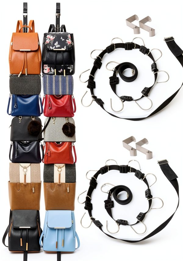 IZUS Bag Organizer Holder Purse Hanger 20 Hook Door Mount Black-0