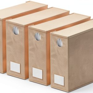 SpaceAid Bed Sheet Organizer 4 Pack Beige Storage for Queen & King-0