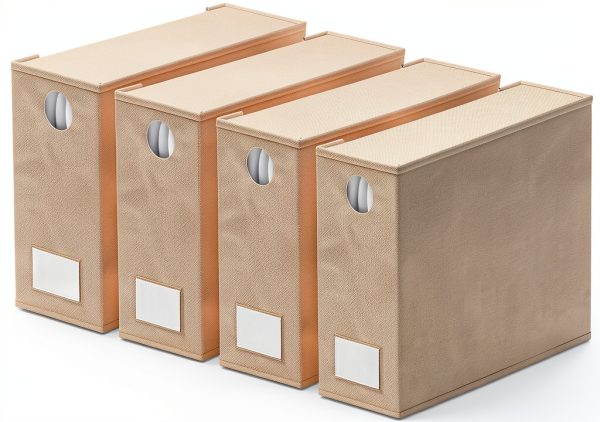 SpaceAid Bed Sheet Organizer 4 Pack Beige Storage for Queen & King-0