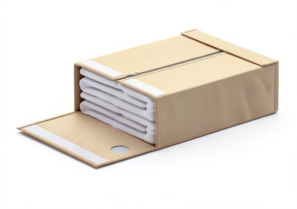 SpaceAid Bed Sheet Organizer 4 Pack Beige Storage for Queen & King-5