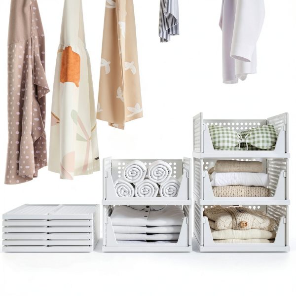 Closet Organizer Pinkpum 6 Pack Stackable Plastic Drawer Bins White-2