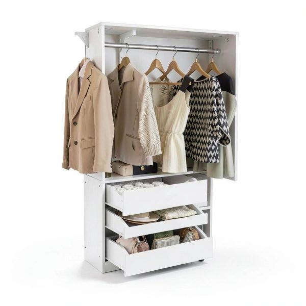 Closet System Aheaplus 8FT White Wood Organizer with 4 Drawers-2